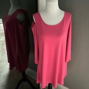 NWT~Red Coral~Tunic Blouse~Size L~Color: Coral Red